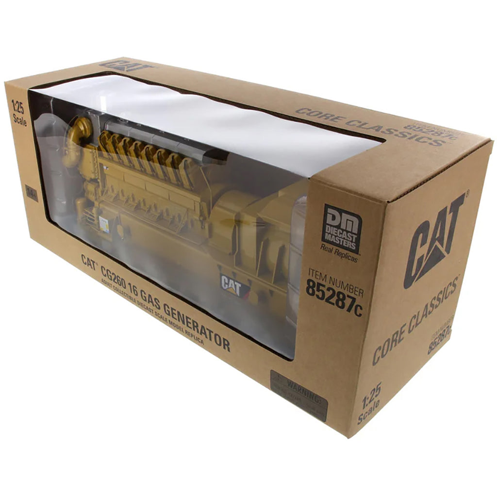 Cardboard packaging of a Caterpillar gas generator with clear window