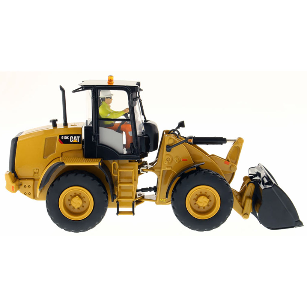 Model of a Caterpillar 910K Wheel Loader on a White Background