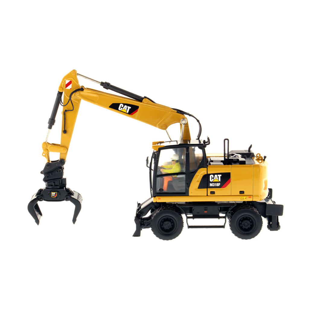 Model of a Caterpillar M318F Wheeled Excavator on a White Background