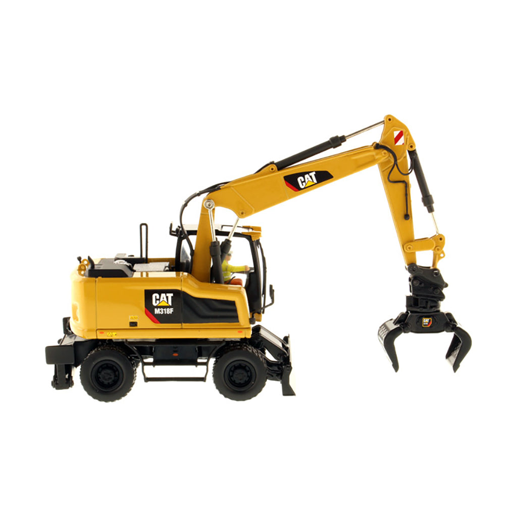 Model of a Caterpillar M318F Wheeled Excavator on a White Background