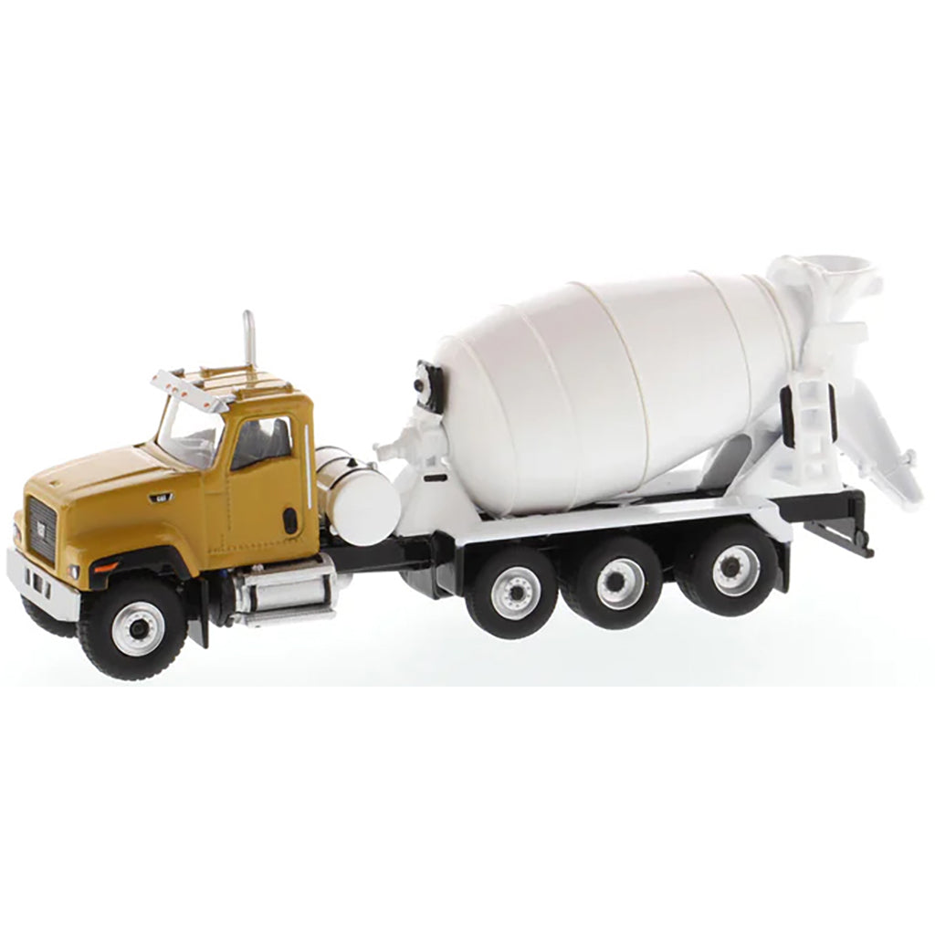 Model of a cement truck with a white mixer on a white background