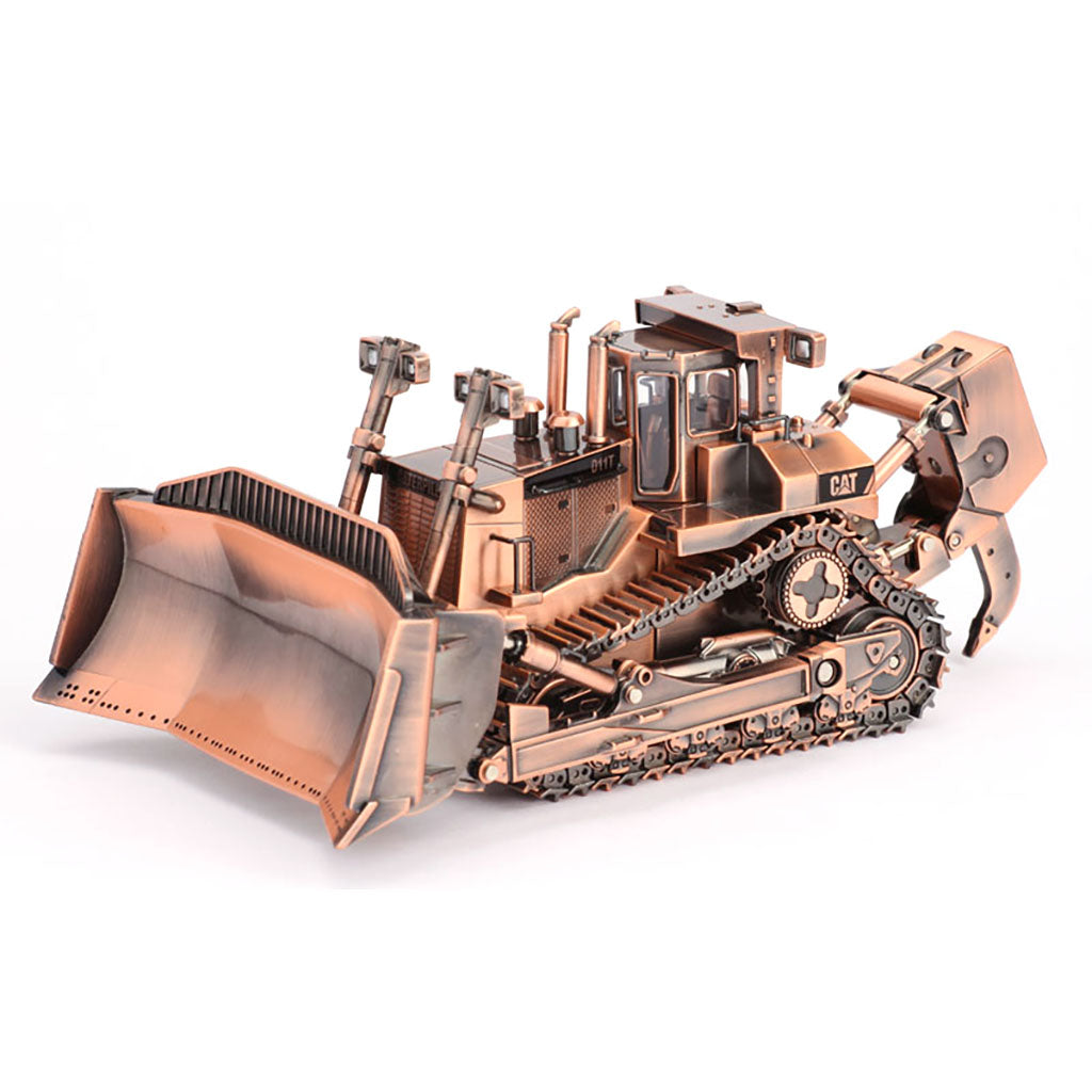 Model of a Caterpillar D11T Track-Type Dozer with Rear Ripper with a Copper Finish on a White Background