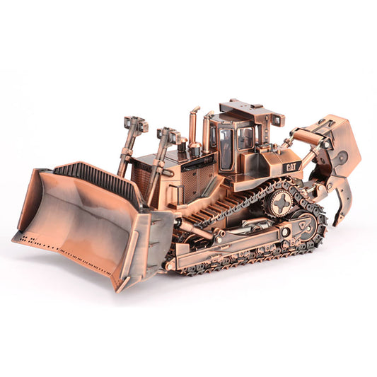 Model of a Caterpillar D11T Track-Type Dozer with Rear Ripper with a Copper Finish on a White Background