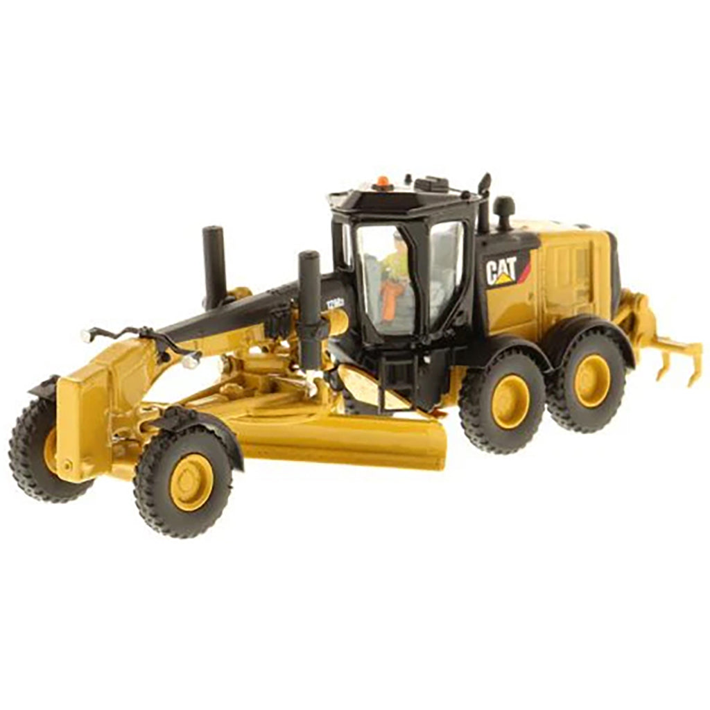 Model of a Caterpillar 12M3 Road Grader Construction Vehicle on a White Background