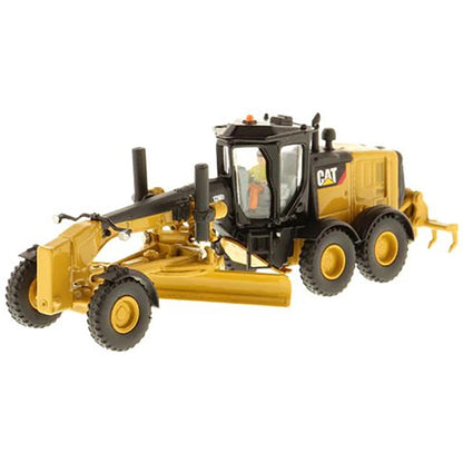 Model of a Caterpillar 12M3 Road Grader Construction Vehicle on a White Background