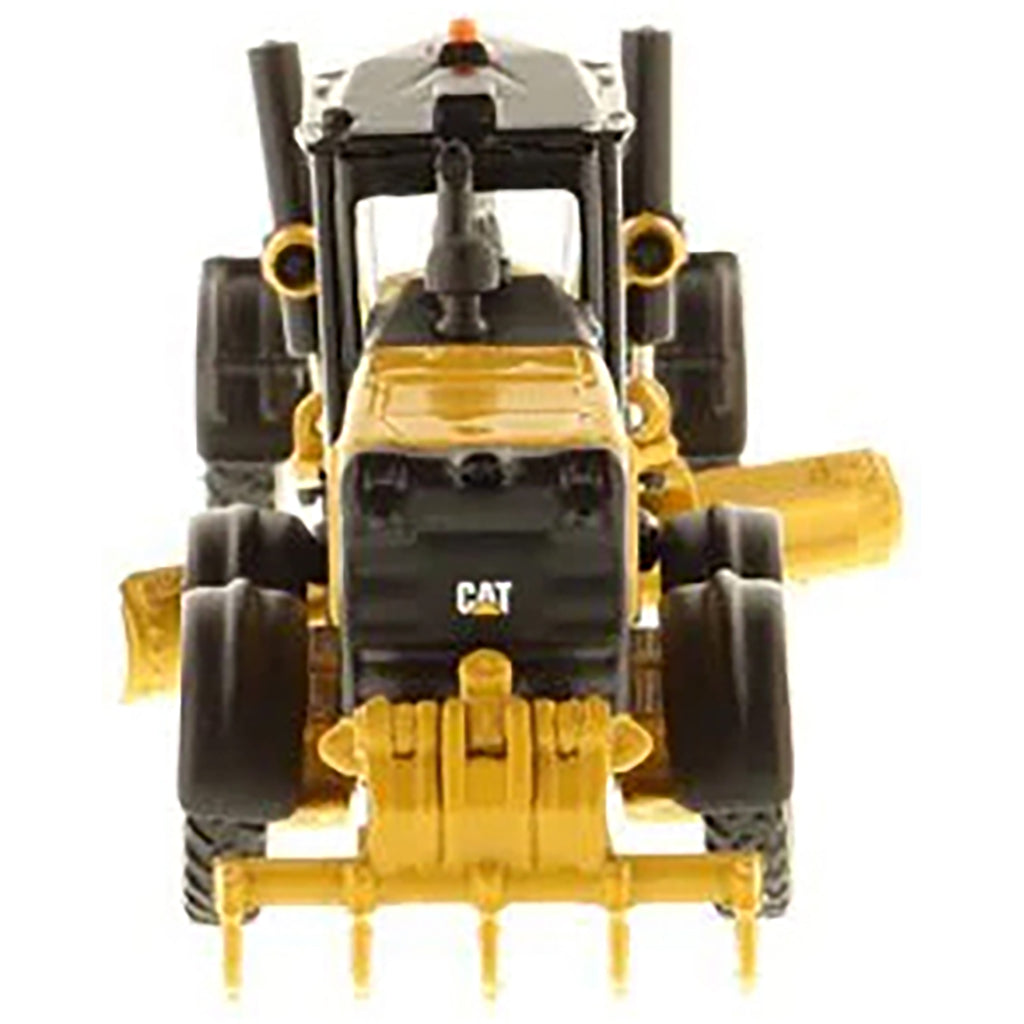 Model of a Caterpillar 12M3 Road Grader Construction Vehicle on a White Background