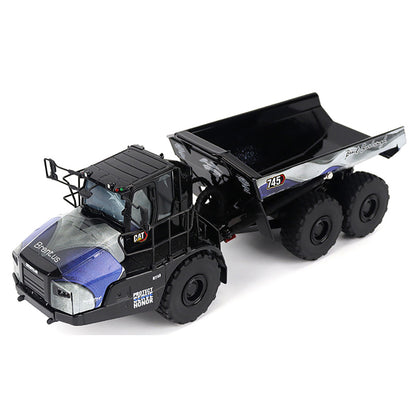 Model of a Caterpillar 745 Articulated Dump Truck "Brent Scarbrough & Co. - Back the Blue" on a White Background