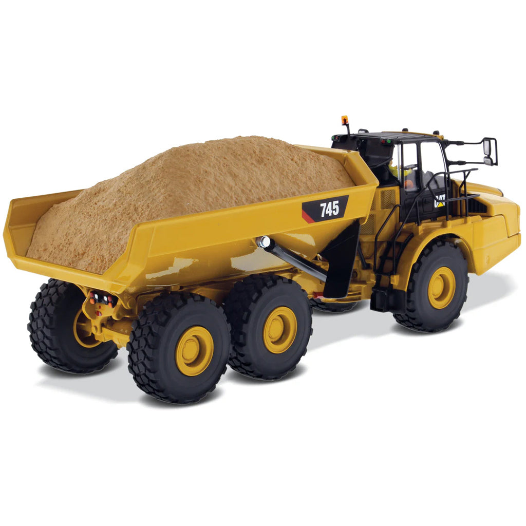 Model of a Caterpillar 745 Articulated Dump Truck on a White Background