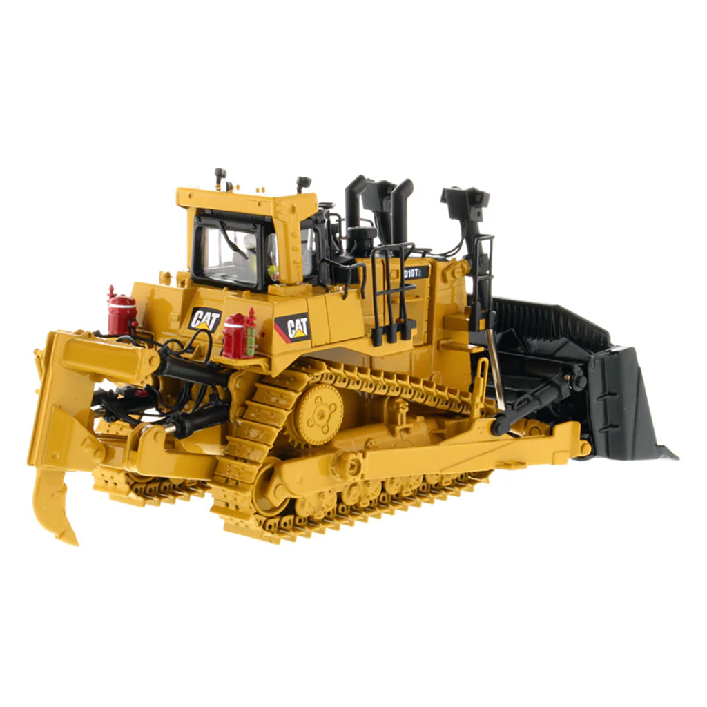 Model of a Caterpillar D10T2 Track Type Dozer with Rear Ripper on a White Background