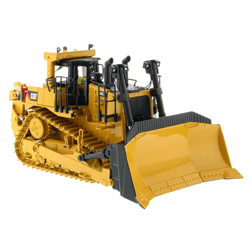 Model of a Caterpillar D10T2 Track Type Dozer with Rear Ripper on a White Background