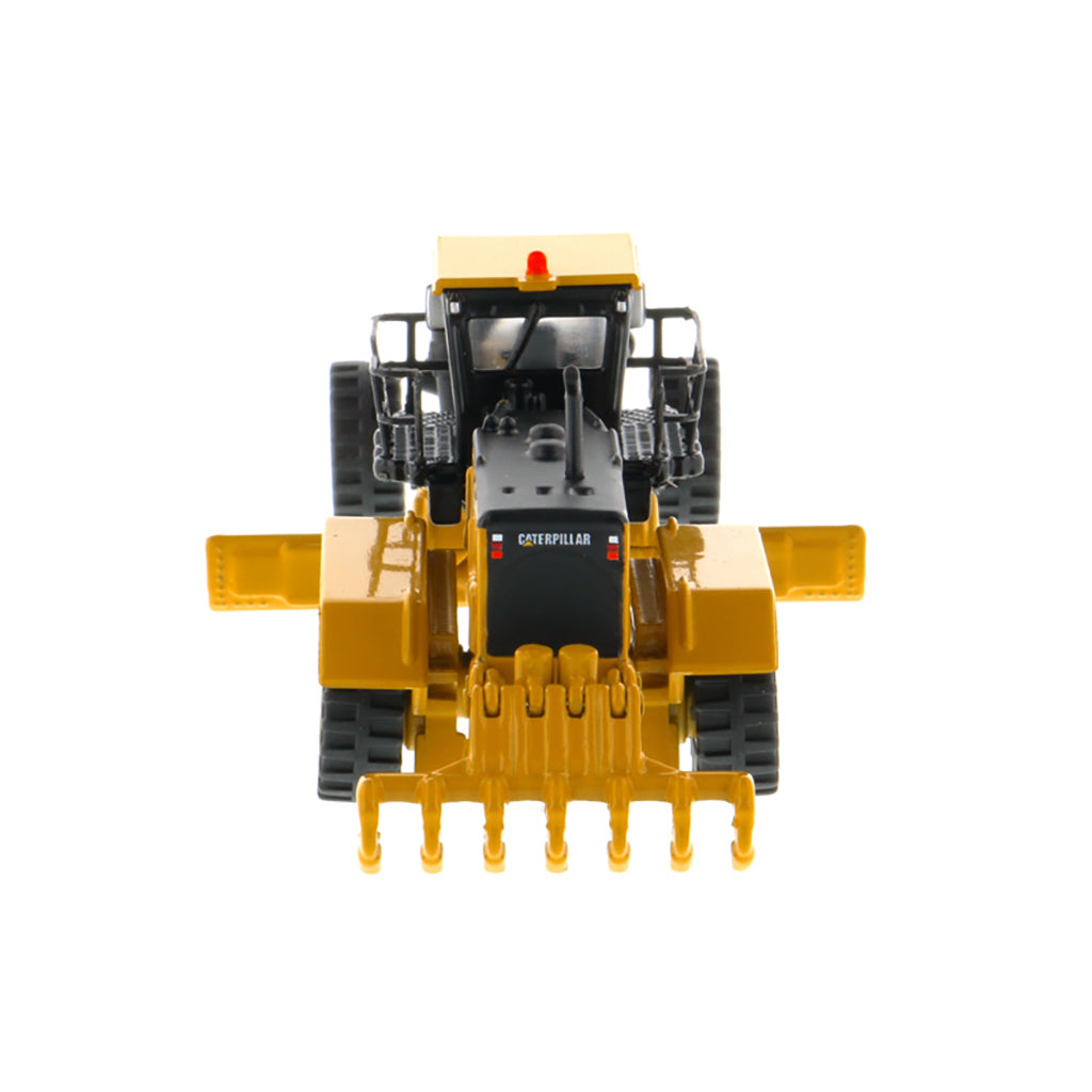 1:125 Scale Diecast Model of a Caterpillar 24M Motor Grader on a White Background