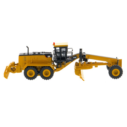 1:125 Scale Diecast Model of a Caterpillar 24M Motor Grader on a White Background