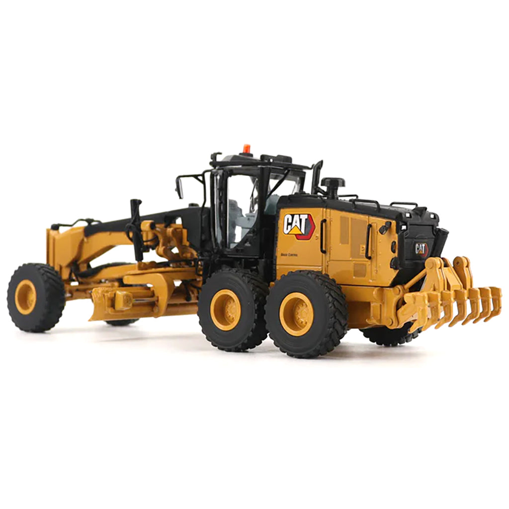 Model of a Caterpillar 14 Road Grader Construction Vehicle on a White Background