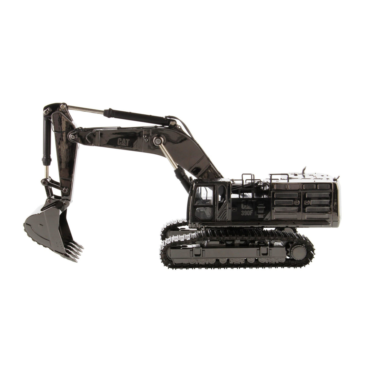 A metallic dark gray CAT excavator model shown at a three-quarter angle on a clean white background.
