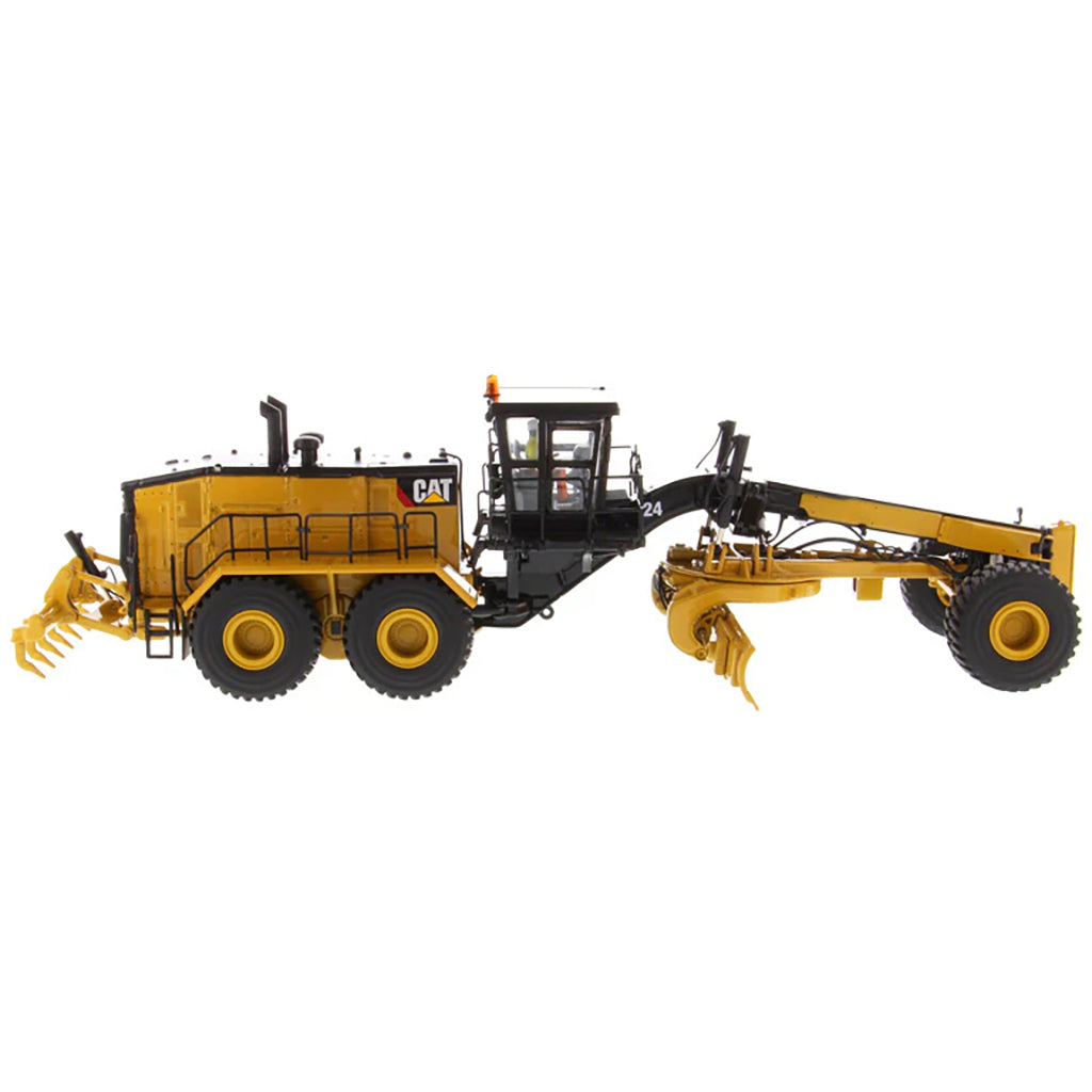 Model of a Caterpillar 24 Road Grader Construction Vehicle on a White Background