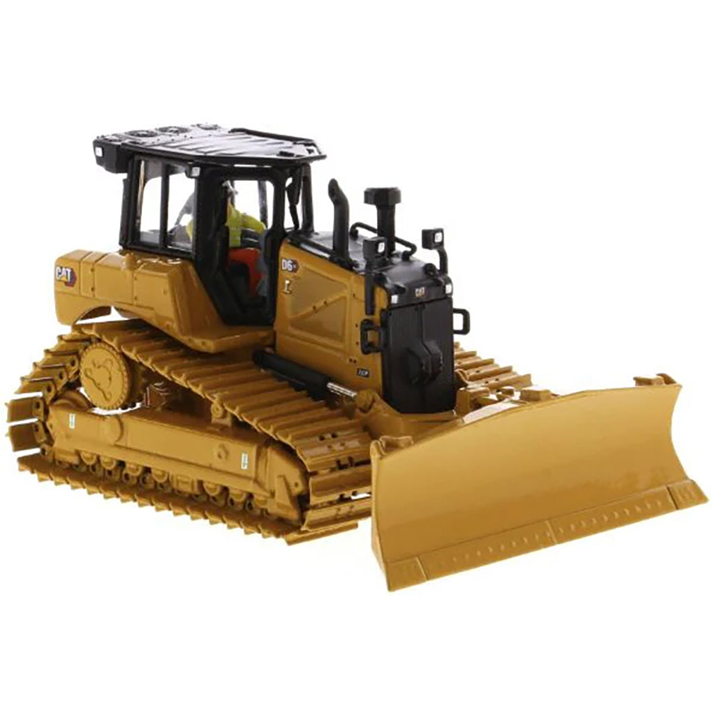 Model of a Caterpillar D6 XE LGP VPAT Track-Type Dozer with Hitch on a White Background