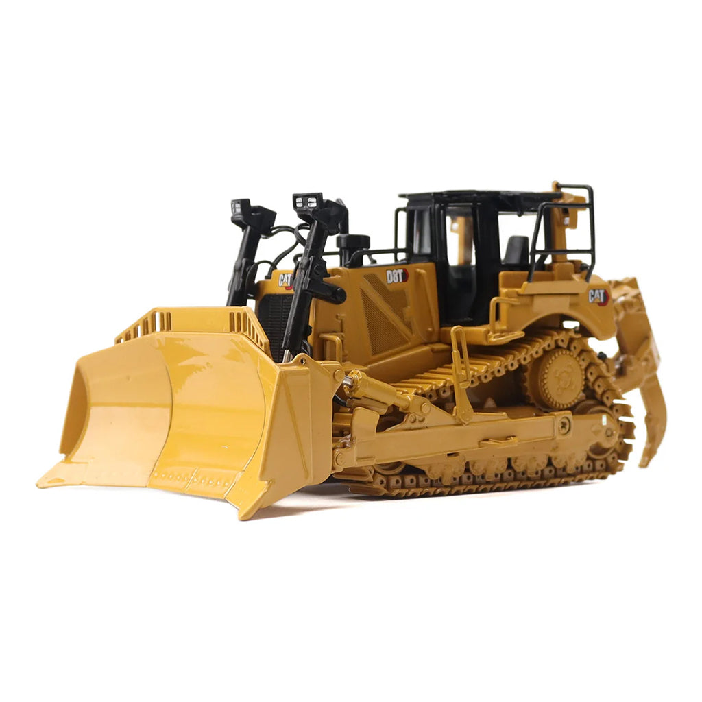Model of a Caterpillar D8T Track-Type Dozer with Rear Ripper & 8U Blade on a White Background
