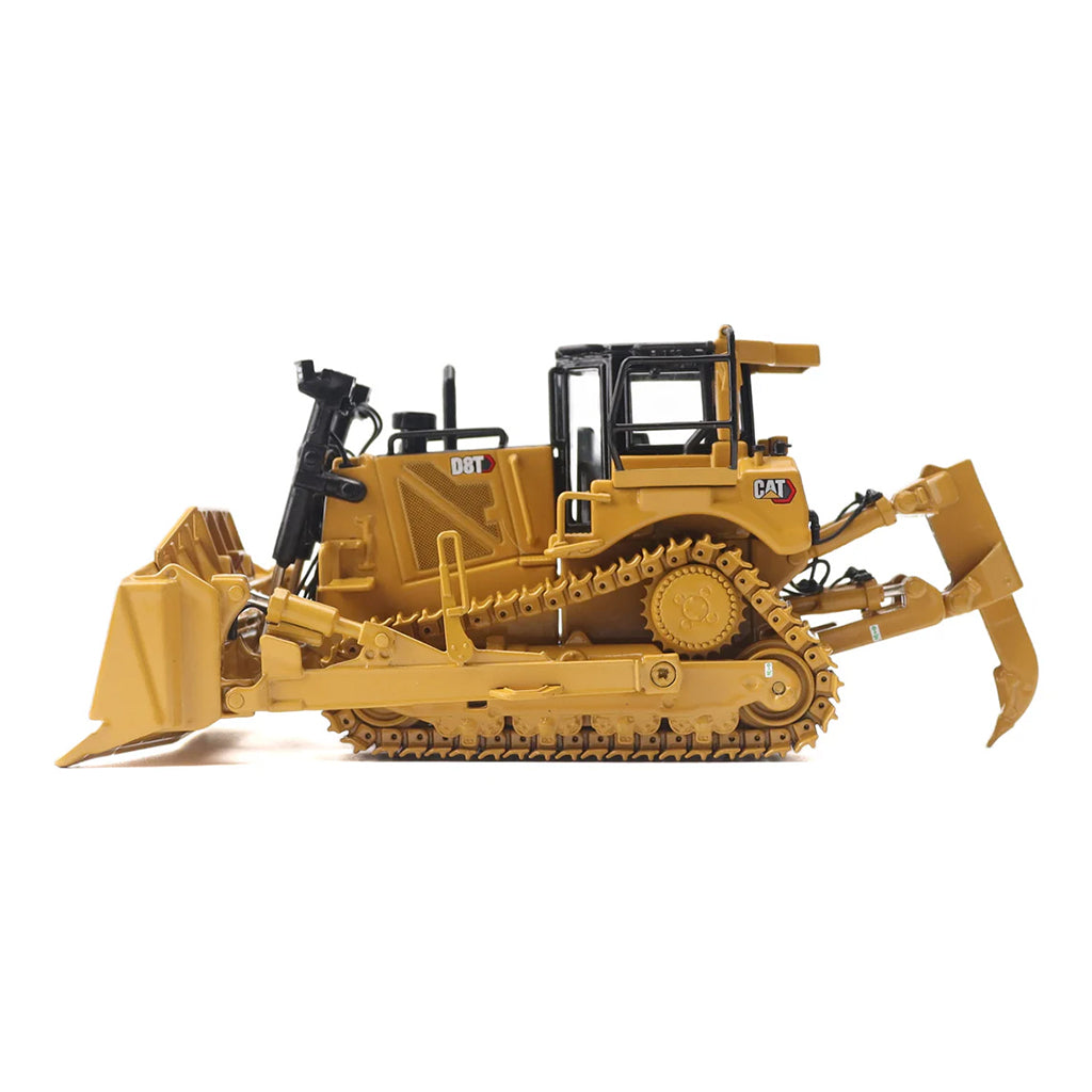 Model of a Caterpillar D8T Track-Type Dozer with Rear Ripper & 8U Blade on a White Background