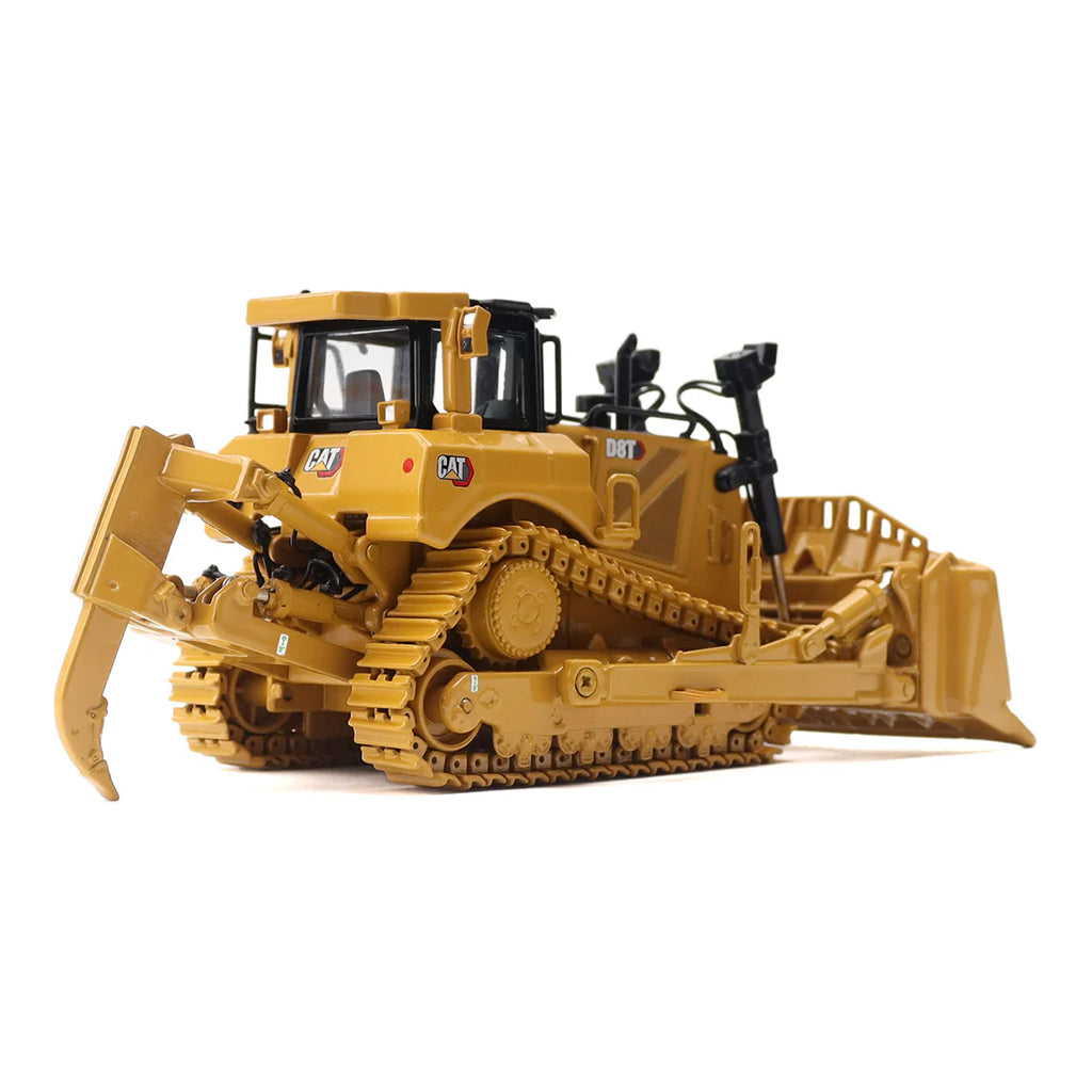 Model of a Caterpillar D8T Track-Type Dozer with Rear Ripper & 8U Blade on a White Background