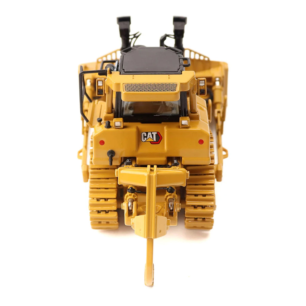 Model of a Caterpillar D8T Track-Type Dozer with Rear Ripper & 8U Blade on a White Background
