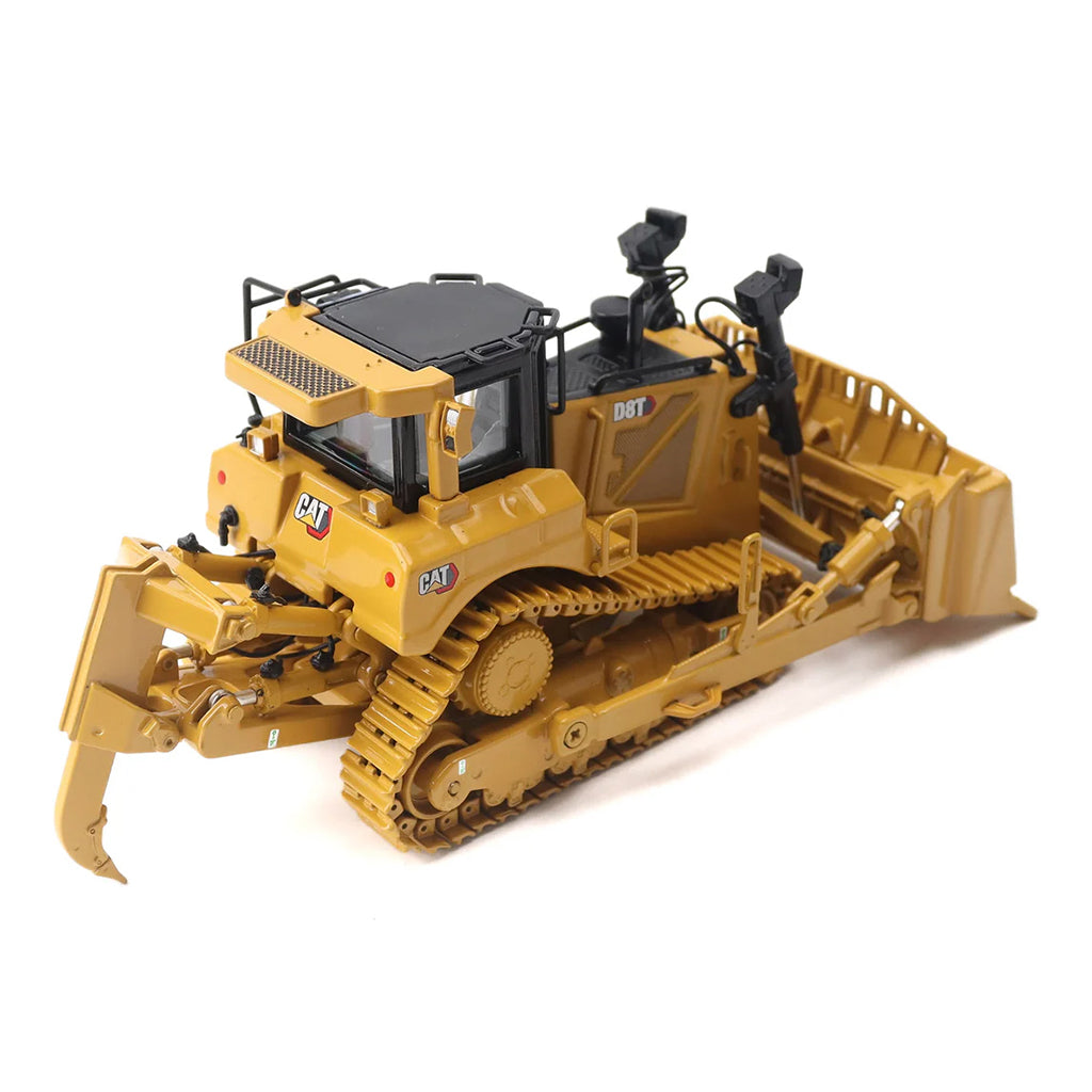 Model of a Caterpillar D8T Track-Type Dozer with Rear Ripper & 8U Blade on a White Background