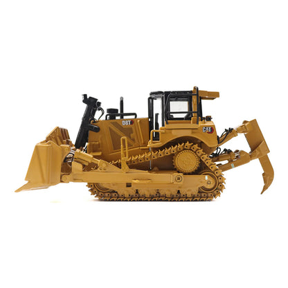 Model of a Caterpillar D8T Track-Type Dozer with Rear Ripper & 8U Blade on a White Background