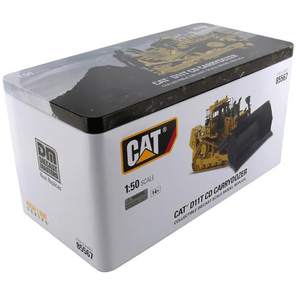 Model of a Caterpillar D11T CD Carrydozer on a white box packaging