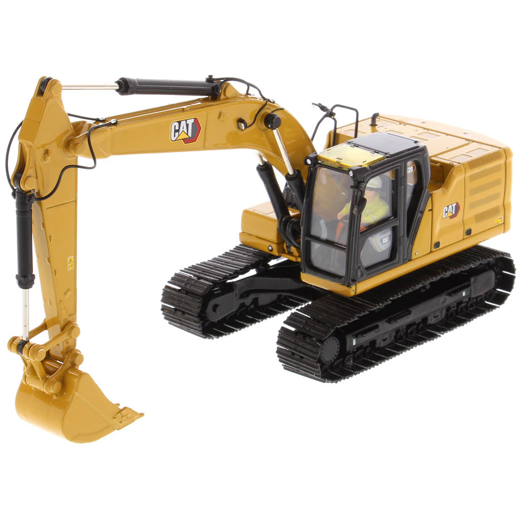 Model of a Caterpillar 320 Hydraulic Excavator on a White Background