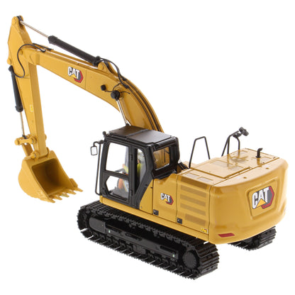 Model of a Caterpillar excavator on a white background