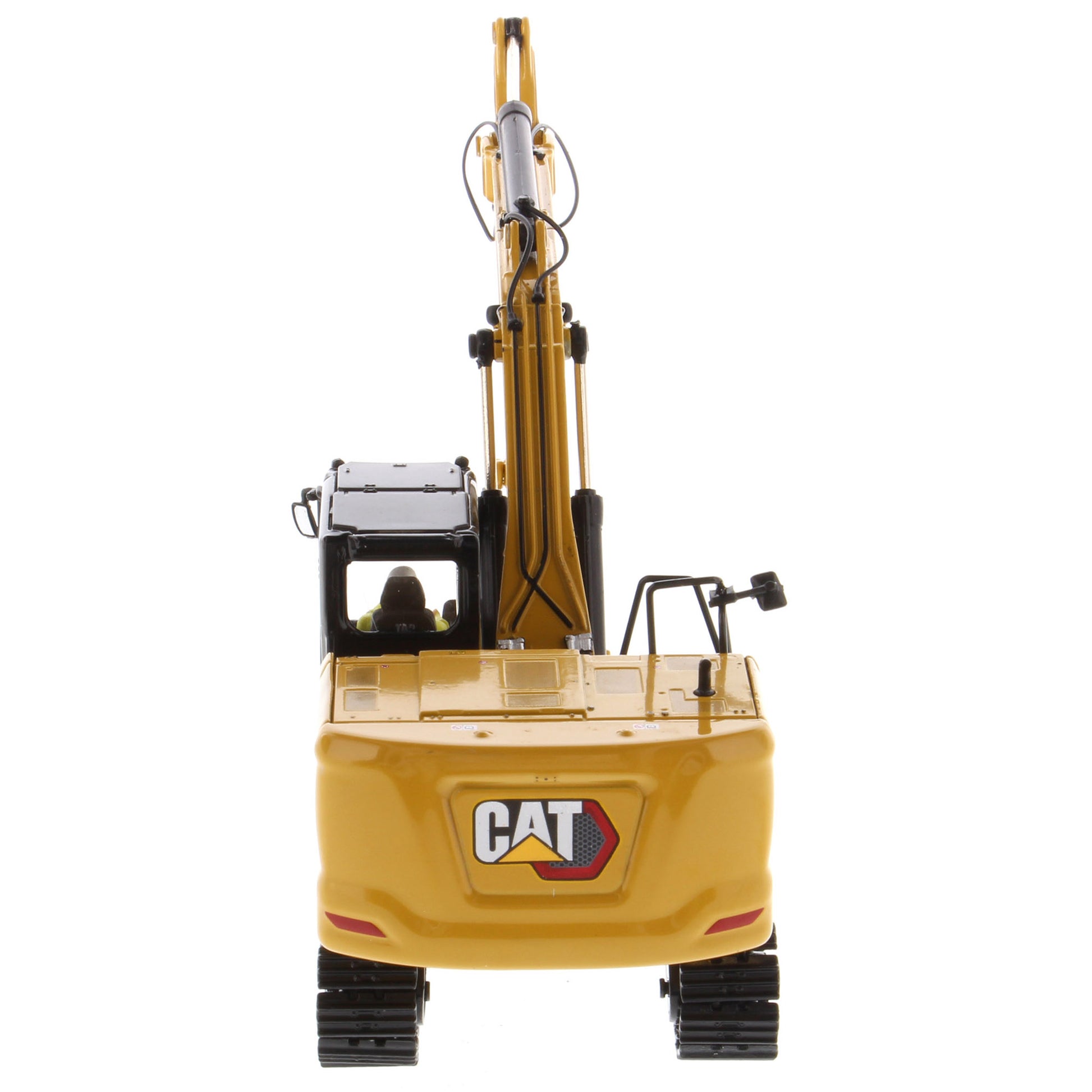 Model of a Caterpillar excavator on a white background