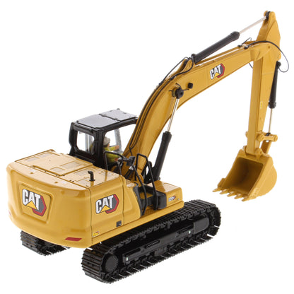 Model of a Caterpillar excavator on a white background