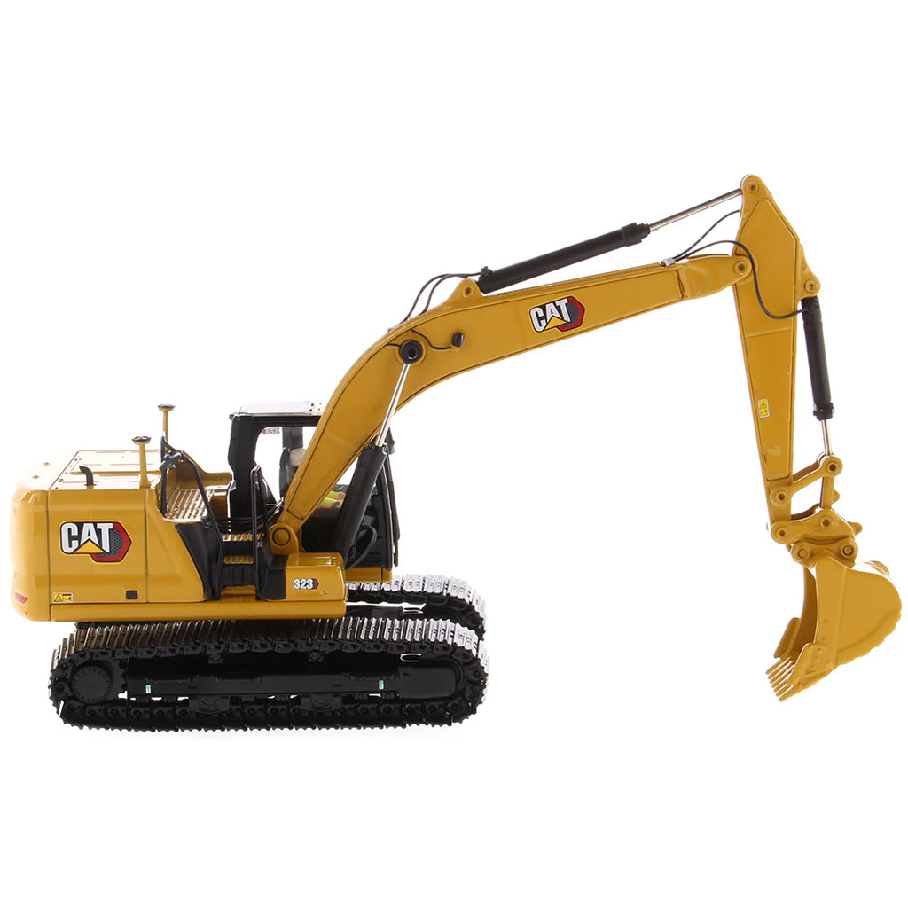 Model of a caterpillar 323 Hydraulic Excavator on a White Background