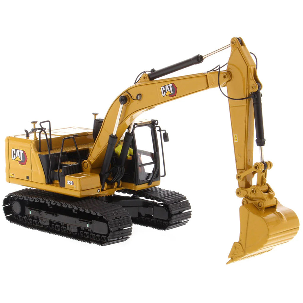 Model of a caterpillar 323 Hydraulic Excavator on a White Background