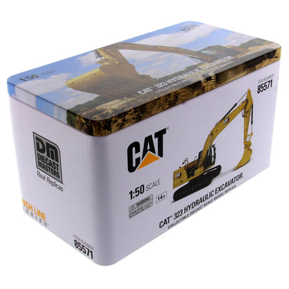 Model of a caterpillar 323 Hydraulic Excavator on a White Background