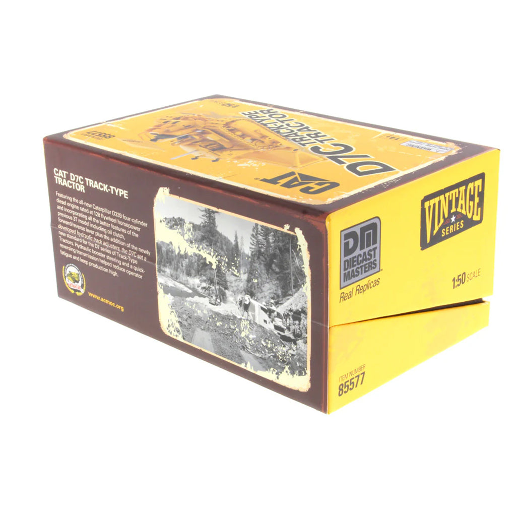 Yellow and brown model tractor box with 'Vintage Series' branding on a white background
