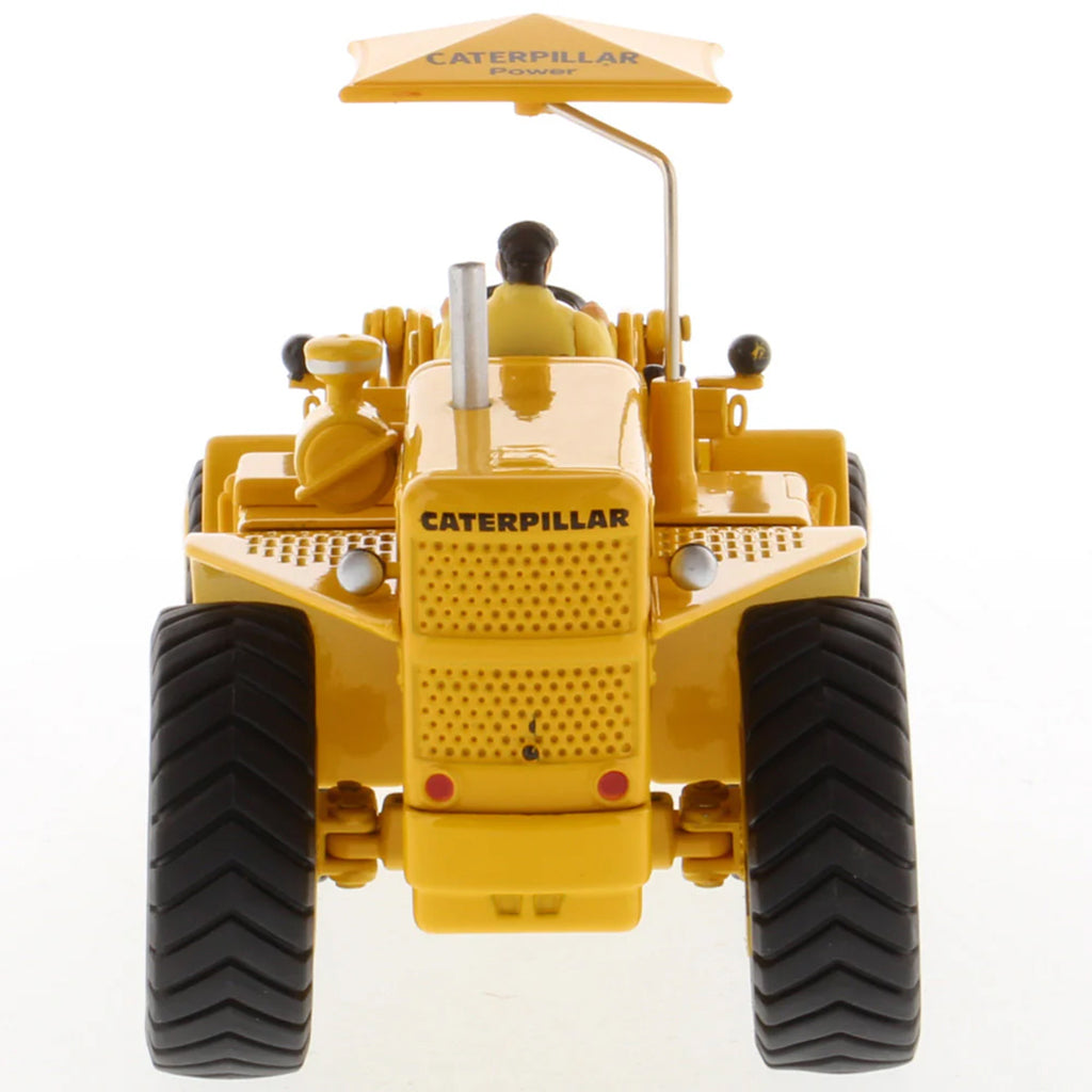 Model of a Yellow Caterpillar 966A Wheel Loader with Shade Umbrella on a White Background