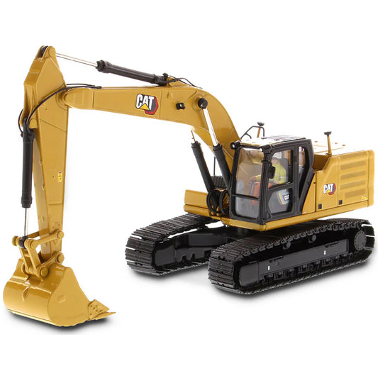 Model of a Caterpillar excavator on a white background