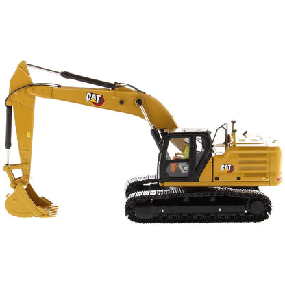 Model of a Caterpillar excavator on a white background