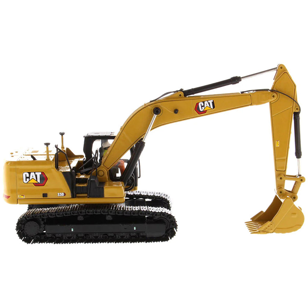Model of a Caterpillar excavator on a white background