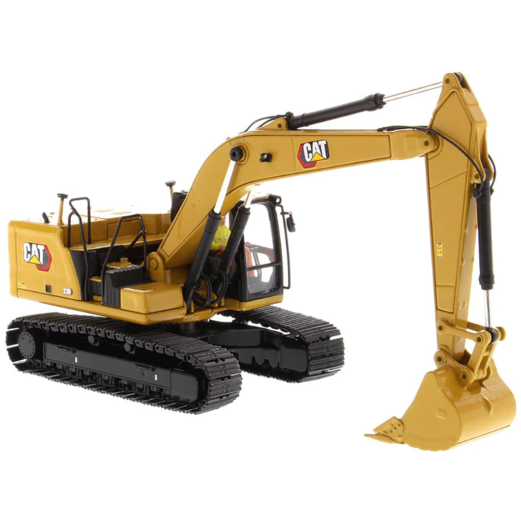 Model of a Caterpillar excavator on a white background