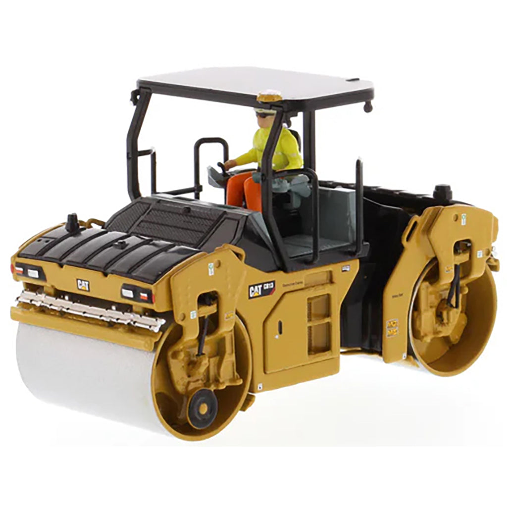 Model of a Caterpillar CB-13 Tandem Vibratory Roller w/ROPS Road Roller on a White Background