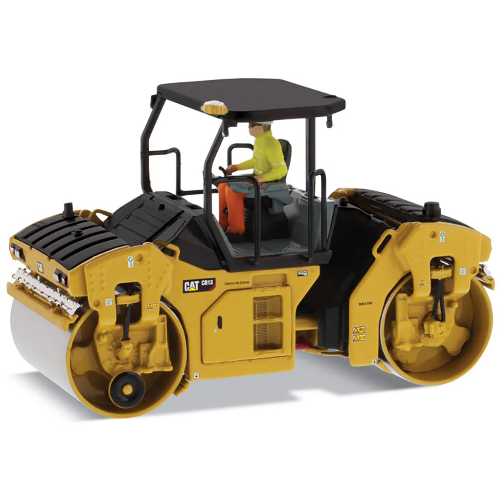Model of a Caterpillar CB-13 Tandem Vibratory Roller w/ROPS Road Roller on a White Background