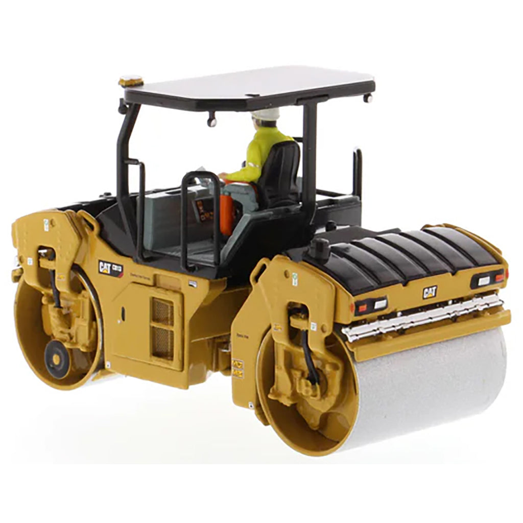 Model of a Caterpillar CB-13 Tandem Vibratory Roller w/ROPS Road Roller on a White Background