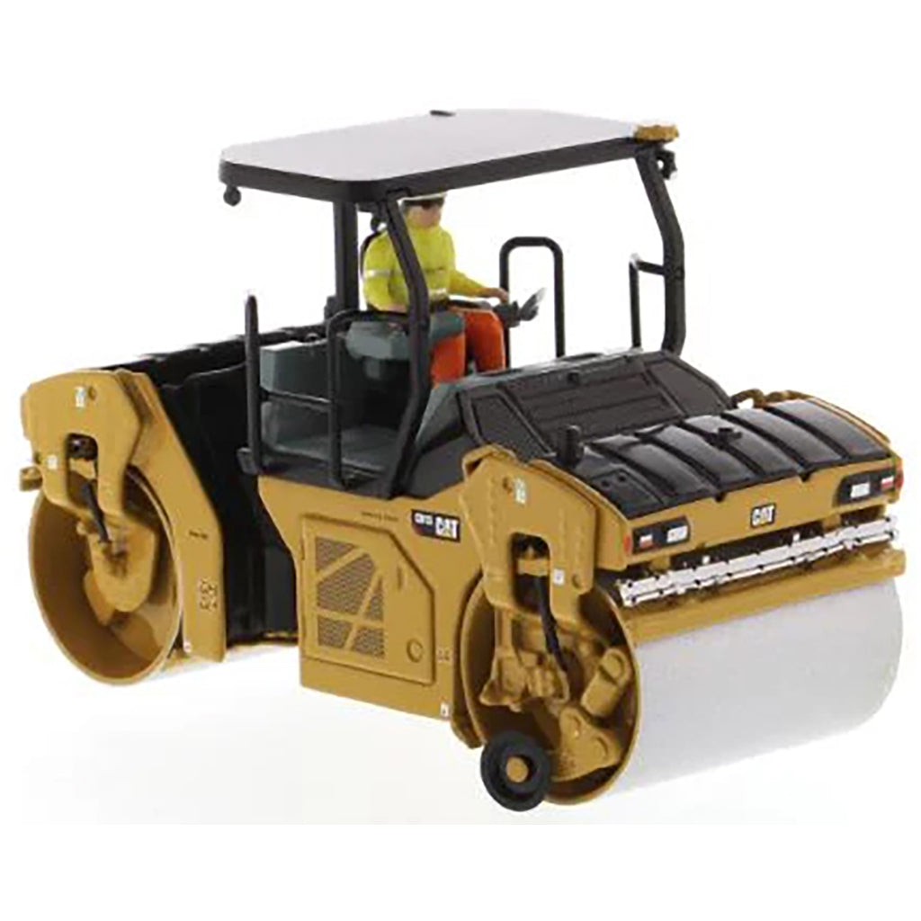 Model of a Caterpillar CB-13 Tandem Vibratory Roller w/ROPS Road Roller on a White Background