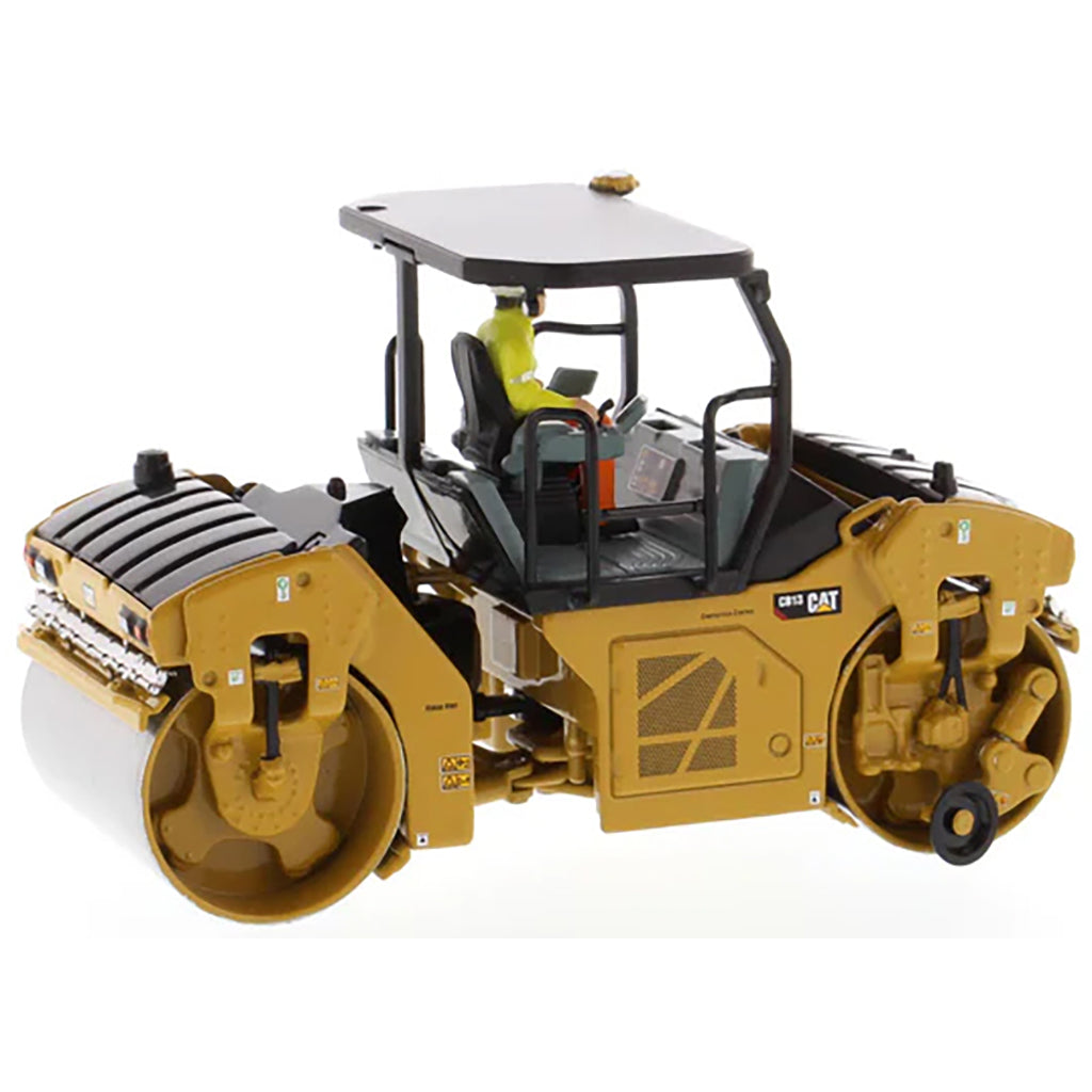 Model of a Caterpillar CB-13 Tandem Vibratory Roller w/ROPS Road Roller on a White Background