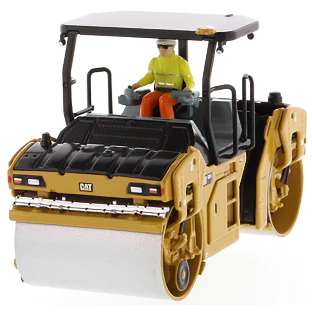 Model of a Caterpillar CB-13 Tandem Vibratory Roller w/ROPS Road Roller on a White Background