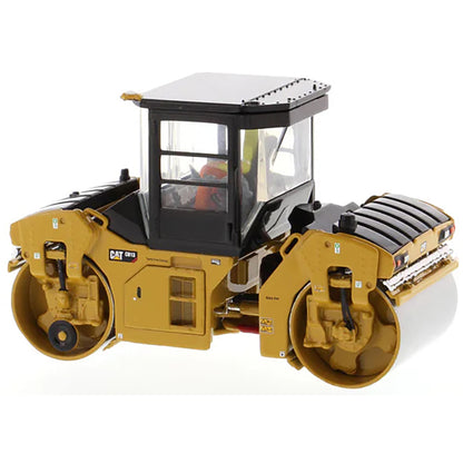 Model of a Caterpillar CB-13 Tandem Vibratory Roller w/Enclosed Cab Road Roller on a White Background