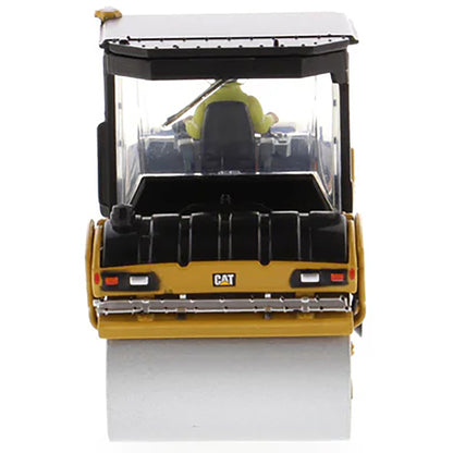 Model of a Caterpillar CB-13 Tandem Vibratory Roller w/Enclosed Cab Road Roller on a White Background