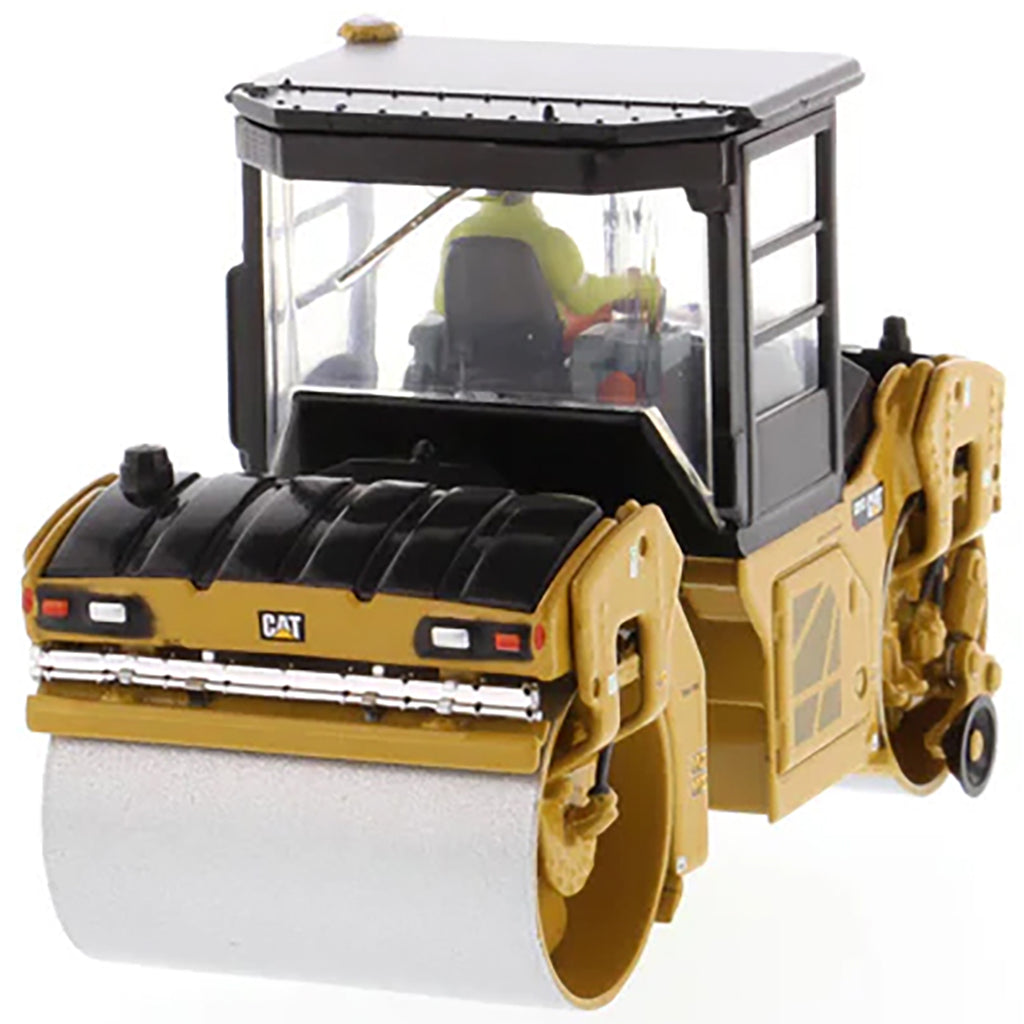 Model of a Caterpillar CB-13 Tandem Vibratory Roller w/Enclosed Cab Road Roller on a White Background