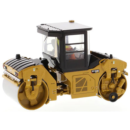 Model of a Caterpillar CB-13 Tandem Vibratory Roller w/Enclosed Cab Road Roller on a White Background